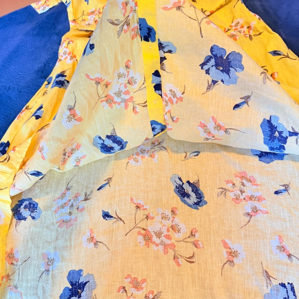 Lauren Ralph Lauren Yellow Floral Linen Shirtdress - Picture 3 of 6